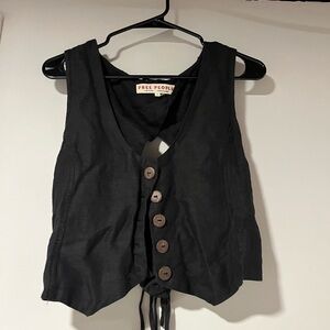 Free People Black Button Up Open Back Vest, size medium